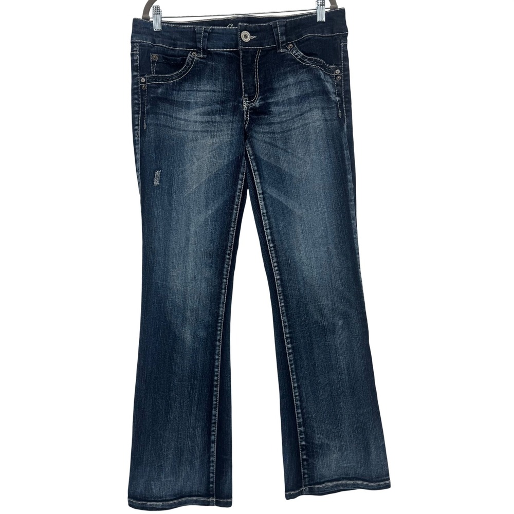 Candies Bootcut Jeans Embroidered Jeans Women Size 13 Dark Wash Pockets CP038RVW